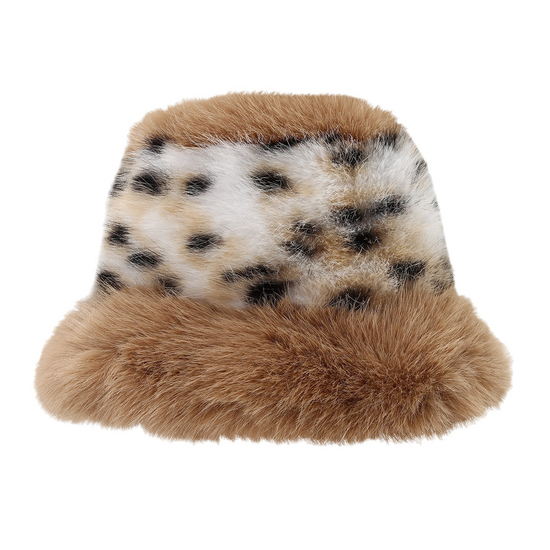 Bucket Hat - Manufacturer - Catwalk Fur Leopard Splicing Warm Imitation Fox Fur Hat