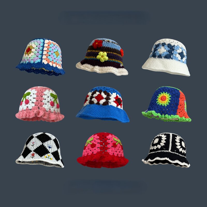 Bucket Hat - Manufacturer - Handmade Flower Crochet Panama Knit Beach Unisex Hat