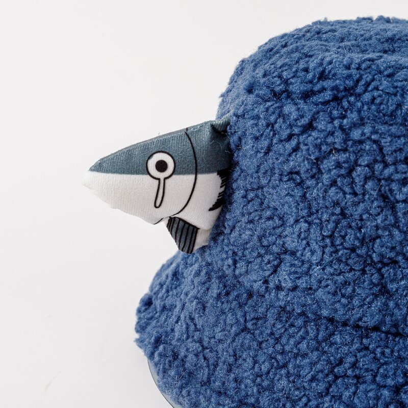 Bucket Hat - Manufacturer - Fish Decoration Faux Lambswool Cute Soft Fluffy Fisherman Cap