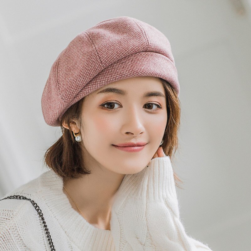 Beret Hat - Manufacturer - Autumn Winter British Houndstooth Plaid Retro Painter Cap