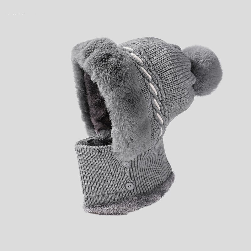 Beanie Set - Manufacturer - Women Winter One-Piece Knit Balaclava Scarf Ski Hat Set