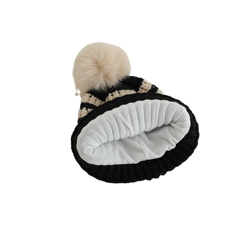 Beanie Hat - Manufacturer - Children Color-block Striped Jacquard Winter Windproof Hat