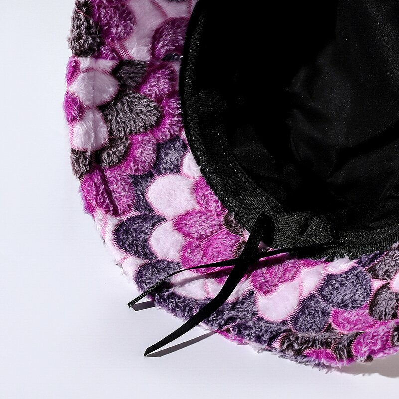 Bucket Hat - Manufacturer - Flower Pattern Plush Winter Warm Fuzzy Casual Ski Hat