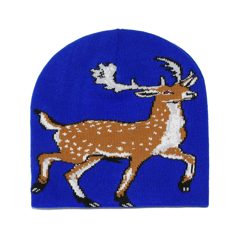 Knitted Hat - Manufacturer - Wholesale Deer Jacquard Windproof Unisex Outdoor Ski Beanie