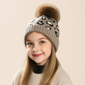 Beanie Hat - Manufacturer - Autumn Winter Leopard Jacquard Plush Pom Pom Windproof Hat