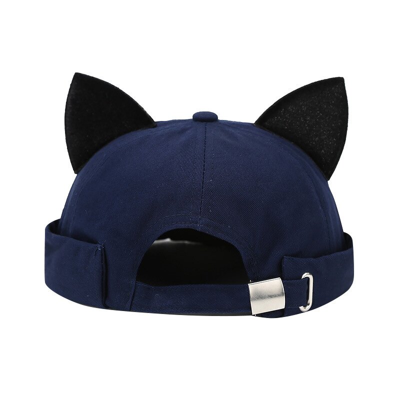 Docker Cap - Manufacturer - Cute Cat Ear Brimless Brass Buckle Adjust Cotton Harbour Hat