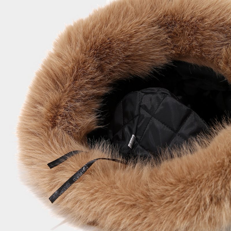 Bucket Hat - Manufacturer - Catwalk Fur Leopard Splicing Warm Imitation Fox Fur Hat
