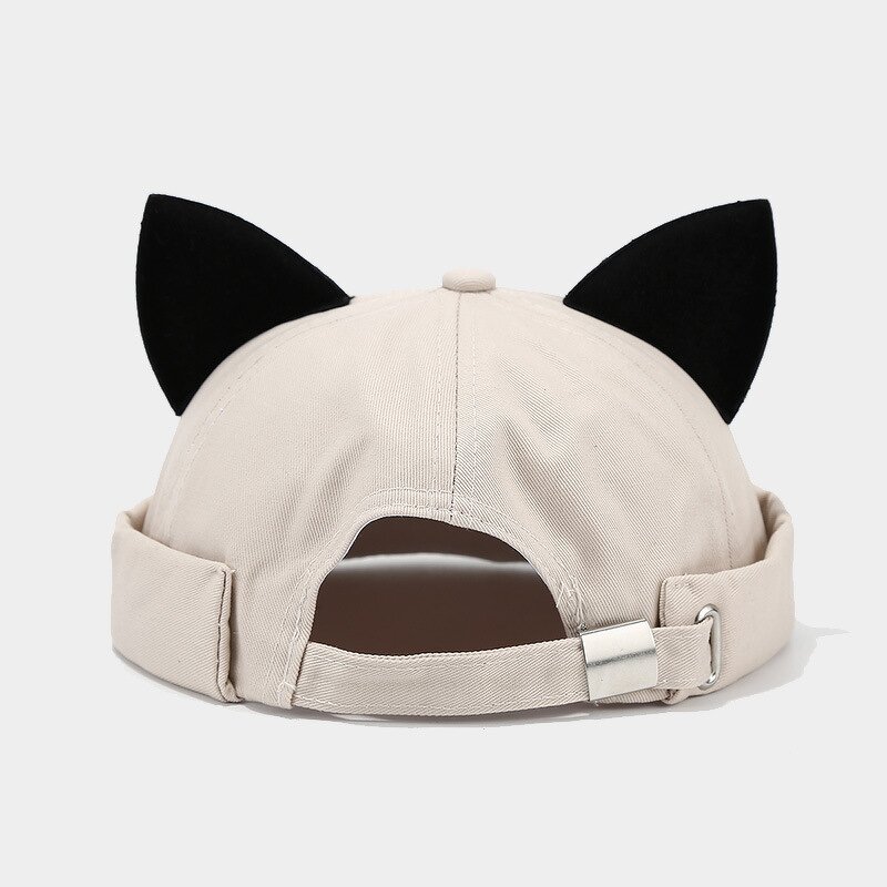 Docker Cap - Manufacturer - Cute Cat Ear Brimless Brass Buckle Adjust Cotton Harbour Hat