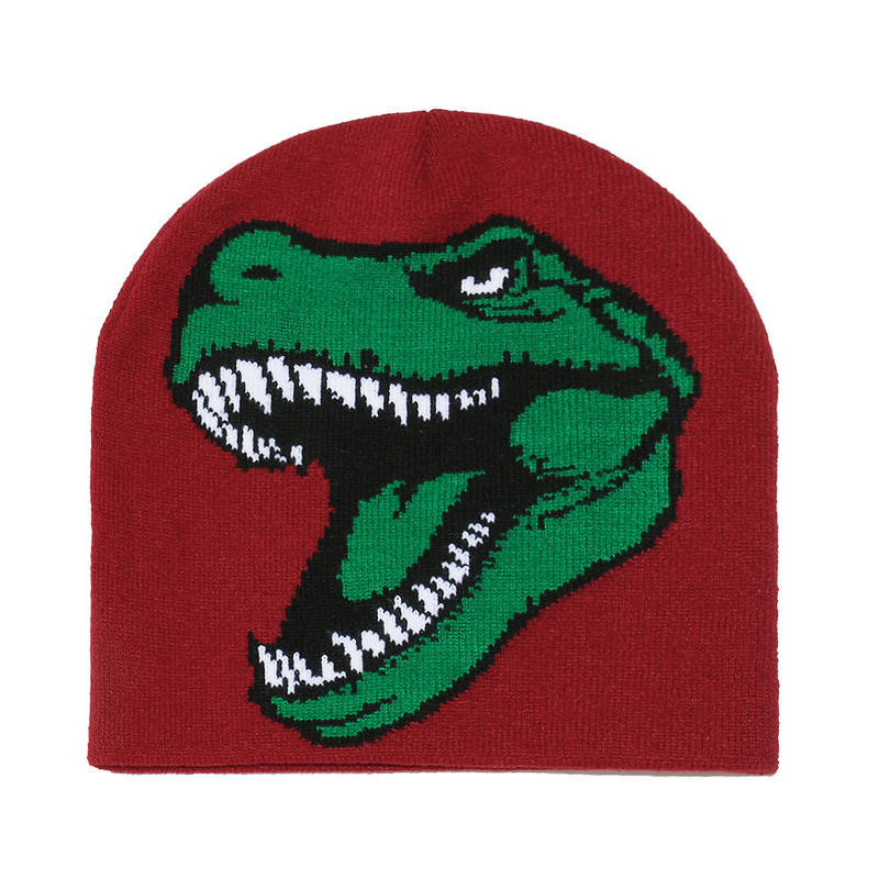 Beanie Hat - Manufacturer - Wholesale Cartoon Dinosaur Jacquard Custom Logo Winter Knitted Hat