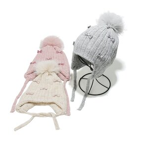 Beanie Hat - Manufacturer - Bow-embellished Pom Pom Women Solid Warm Knitted Skull Cap