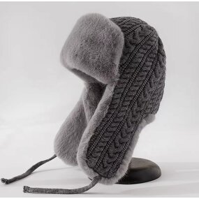 Beanie Hat - Manufacturer - Unisex Winter Cable Knit Fleece Lined Windproof Earflap Hat