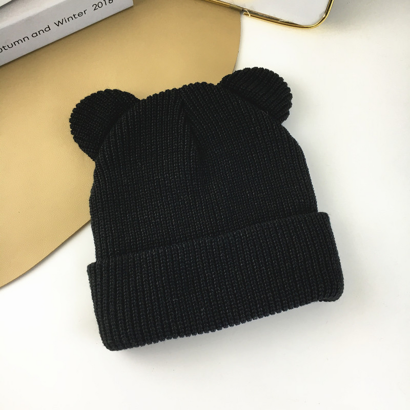 Beanie Cap - Manufacturer - Wholesale Bear Ear-decorated Brimless Cuffed Ski Skull Cap