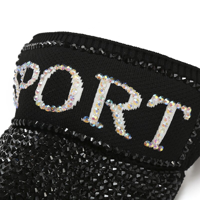 Sun Visor - Manufacturer - Stock Rhinestone Adjustable Empty Top UV Protection Cap