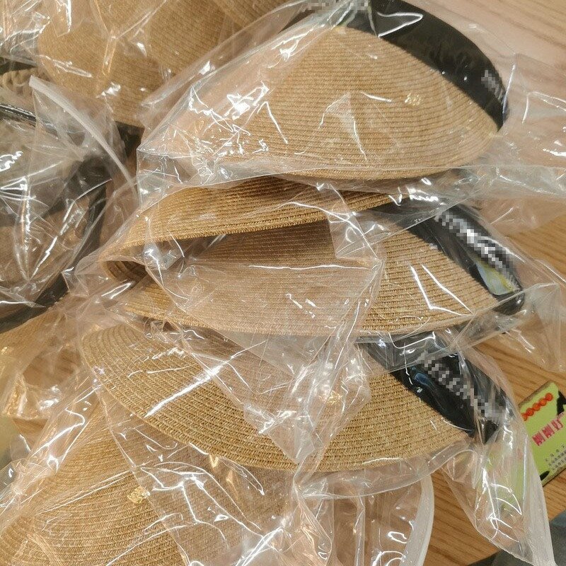 Sun Visor - Manufacturer - Wholesale Brand Raffia Wide Brim Ponytail Beach Straw Hat