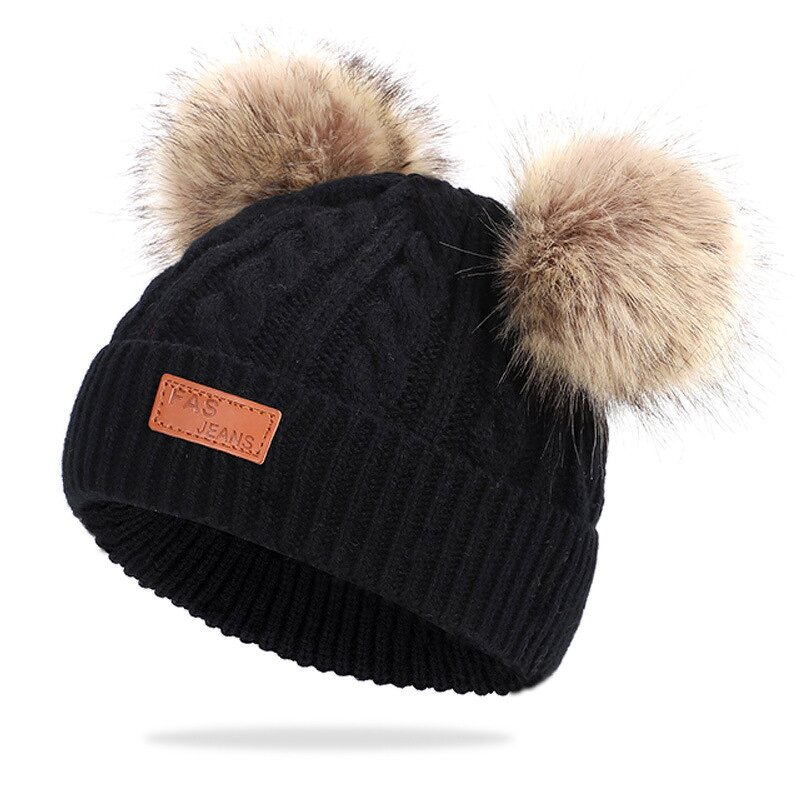Beanie Hat - Manufacturer - Warm Cable Knit Children Soft Pom Pom Outdoor Warm Hat