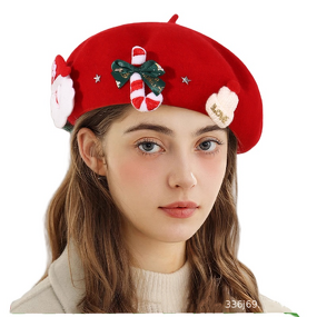 Beret Hat - Manufacturer - Women Christmas Santa Tree Wool Artist Painter Beanie