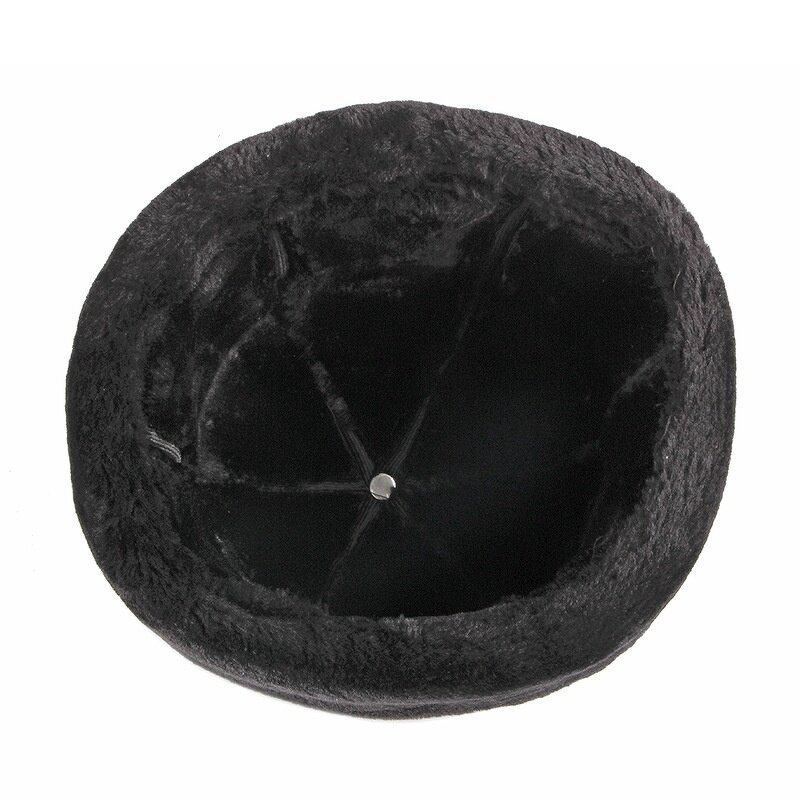 Docker Cap - Manufacturer - Black PU Leather Wool Lining Faux Fur Winter Thick Hat