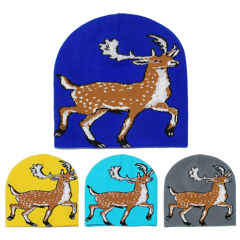 Knitted Hat - Manufacturer - Wholesale Deer Jacquard Windproof Unisex Outdoor Ski Beanie