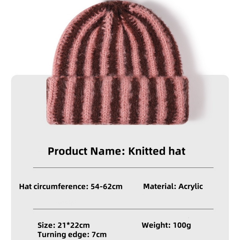 Beanie Hat - Manufacturer - Winter Outdoor Ski Warm Striped Windproof Knitted Hat