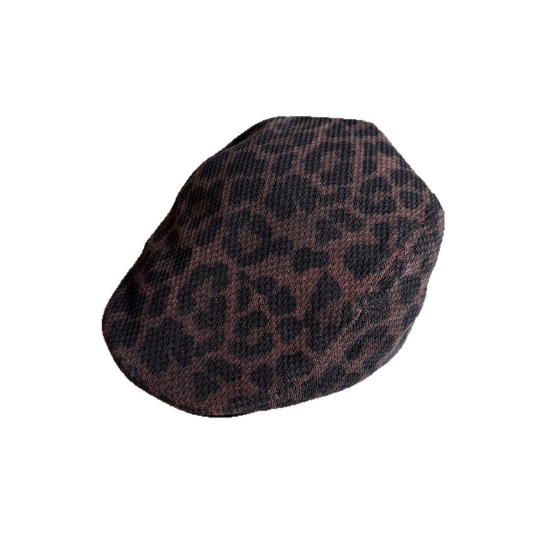 Beret Hat - Manufacturer - Vintage Leopard Print Warm Cabbie Flat Cap for Fall Winter Women