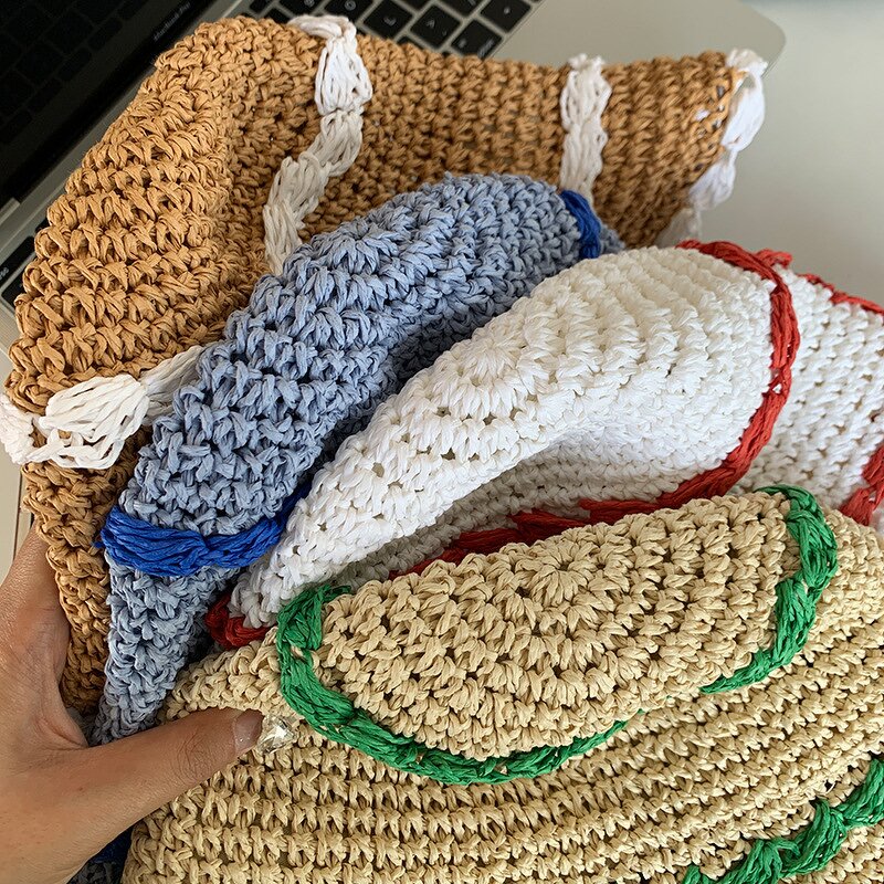 Sun Hat - Manufacturer - Woven Stripe Paper Straw Foldable Beach Bucket Hat