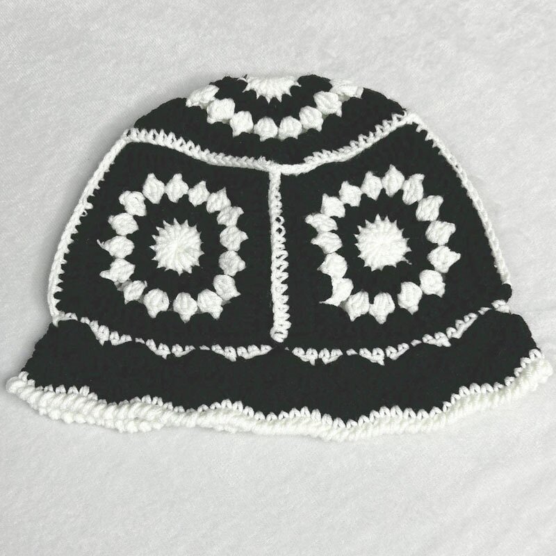 Bucket Hat - Manufacturer - Women Boho Crochet Flower Wool Floppy Casual Party Cap