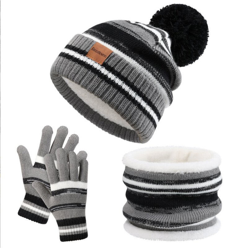 Hat Set - Manufacturer - Children Winter Gloves Scarf Beanie 3-Piece Fleece Lined Set
