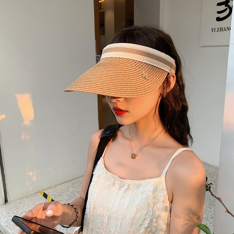 Sun Visor - Manufacturer - Women Straw Large Brim UPF 50+ Ponytail Beach Hat