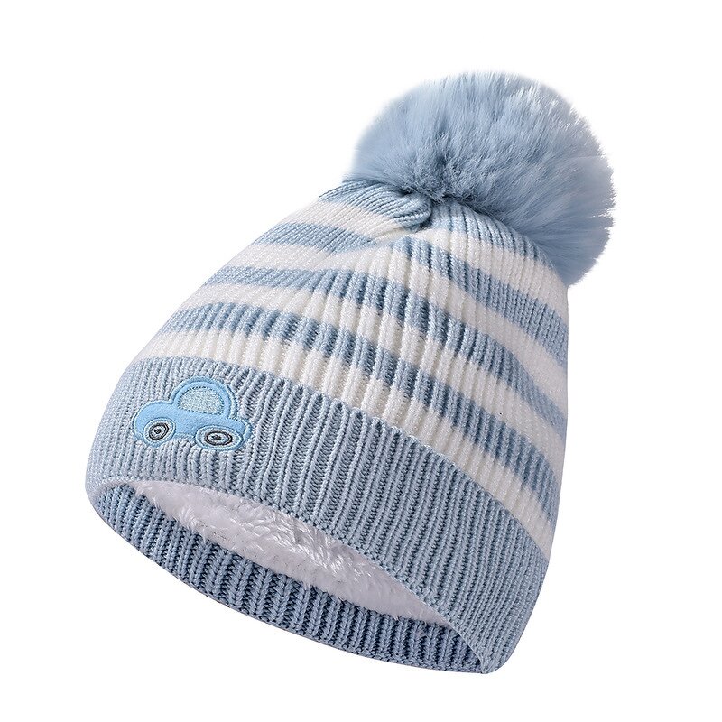 Hat Set - Manufacturer - Children Autumn Winter Solid Short Jacquard 3-Piece Hat Set