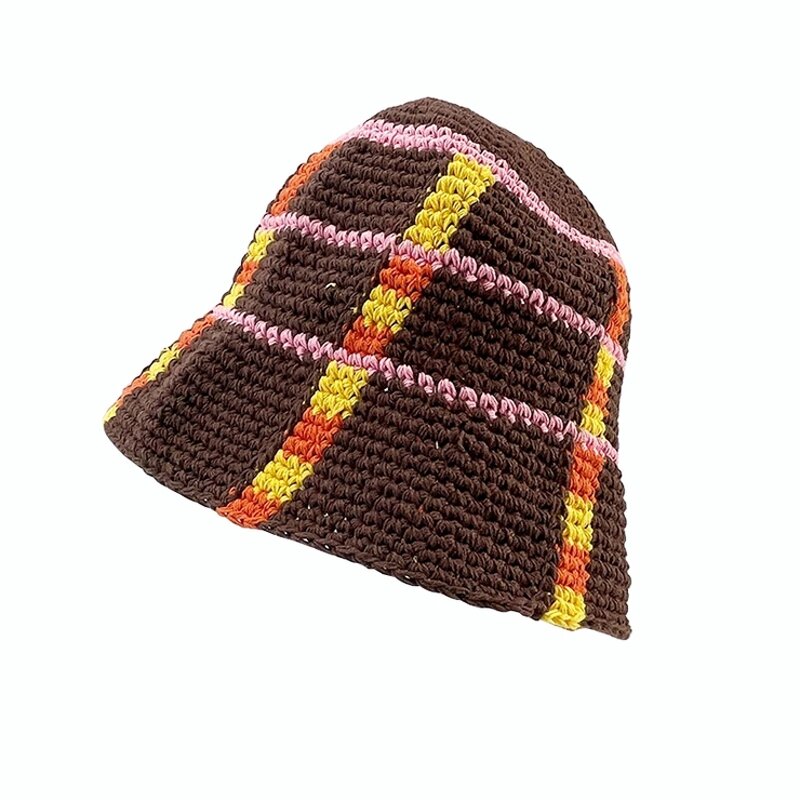 Beanie Hat - Manufacturer - New Striped Handmade Crochet Winter Hip Hop Bucket Hat
