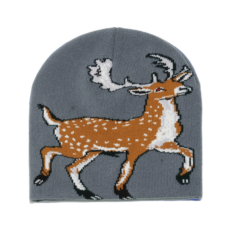 Knitted Hat - Manufacturer - Wholesale Deer Jacquard Windproof Unisex Outdoor Ski Beanie