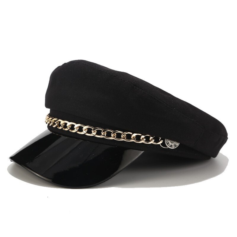 Beret Cap - Manufacturer - Women Metal Chain Decor Fiddler Baker Daily Outdoor Hat