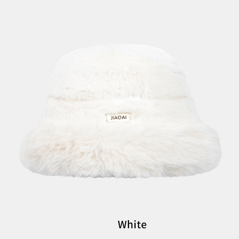Bucket Hat - Manufacturer - Winter Fuzzy Warm Color Matching Women Fisherman Cap