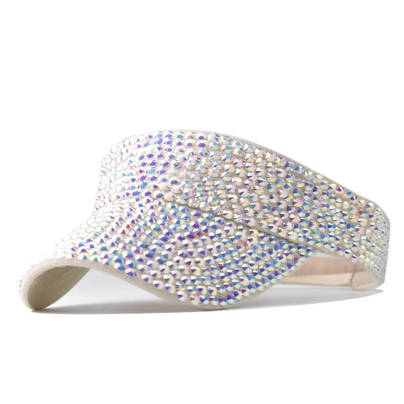 Sun Visor - Manufacturer - Unisex Summer Rhinestone Adjustable UV Protection Top Cap