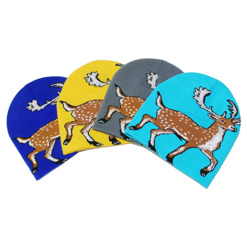 Knitted Hat - Manufacturer - Wholesale Deer Jacquard Windproof Unisex Outdoor Ski Beanie