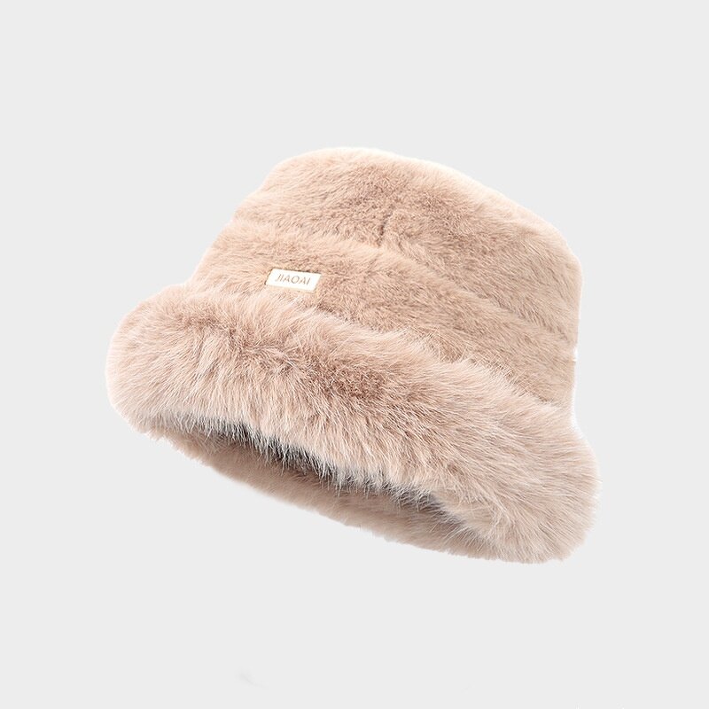 Bucket Hat - Manufacturer - Winter Fuzzy Warm Color Matching Women Fisherman Cap