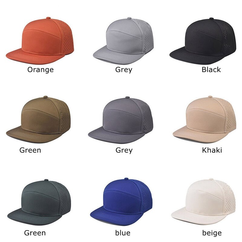 Snapback Cap - Manufacturer - Custom Logo Flat Bill Laser Hole Waterproof Quick Dry Cap