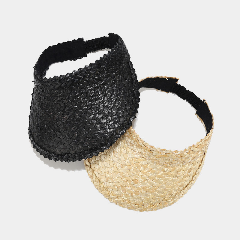 Sun Hat - Manufacturer - Summer Printed Paper Straw Ponytail Sun Protection Visor Cap