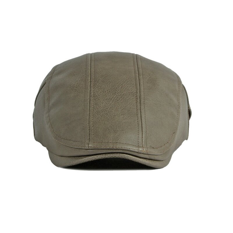 Ivy Hat - Manufacturer - Men PU Leather Adjustable Golf Fishing Warm Beret Cap