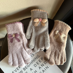 Gloves - Manufacturer - Wholesale Women Bow Jacquard Touch Screen Knit Furry Gloves