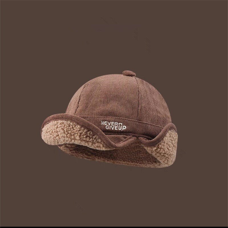 Baseball Cap - Manufacturer - New Corduroy Wool Visor Ear Flaps Unisex Outdoor Winter Hat