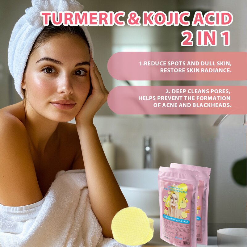 Cleansing Pads Manufacturer - Customized Private Label Facial Care Kojic Acid Turmeric for 40 Pads