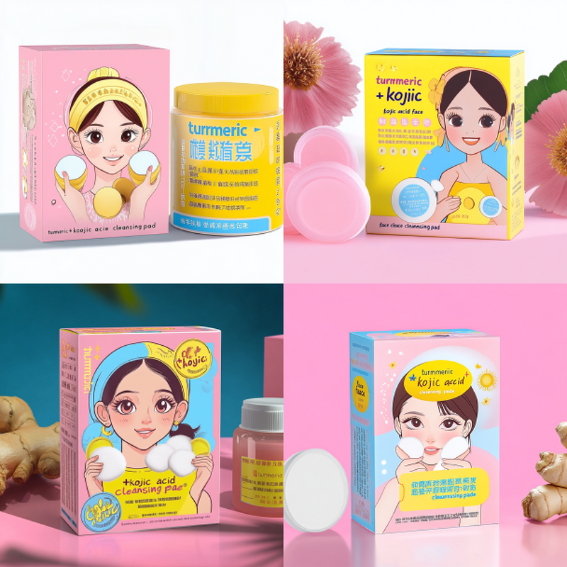 Facial Cleanser Manufacturer - Customized Own Brand 30 Tablets Exfoliating and Whitening Cotton with Turmeric and Kojic Acid