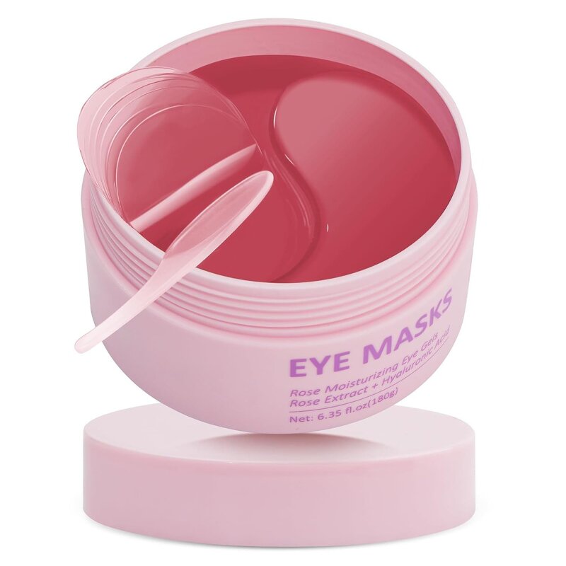 Sheet Eye Mask Manufacturer - OEM Rose Pink Hydrogel Vegan Collagen Vitamin C Hyaluronic Acid for Dark Circles