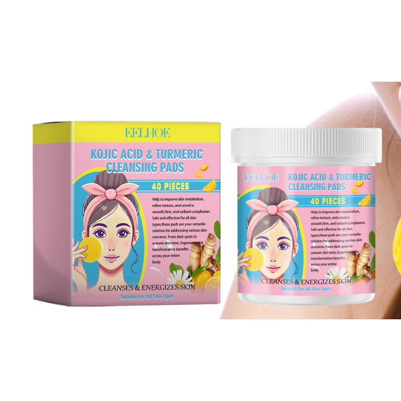 Facial Cleanser Manufacturer - Customized Own Brand 30 Tablets Exfoliating and Whitening Cotton with Turmeric and Kojic Acid