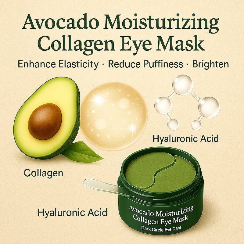 Eye Bag Mask Manufacturer - OEM Organic Nature Avocado Moisturizing Collagen for Hydrating and Soothing