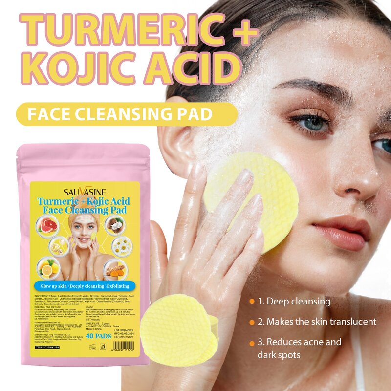 Cleansing Pads Manufacturer - Customized Private Label Facial Care Kojic Acid and Turmeric for Face Dark Spots