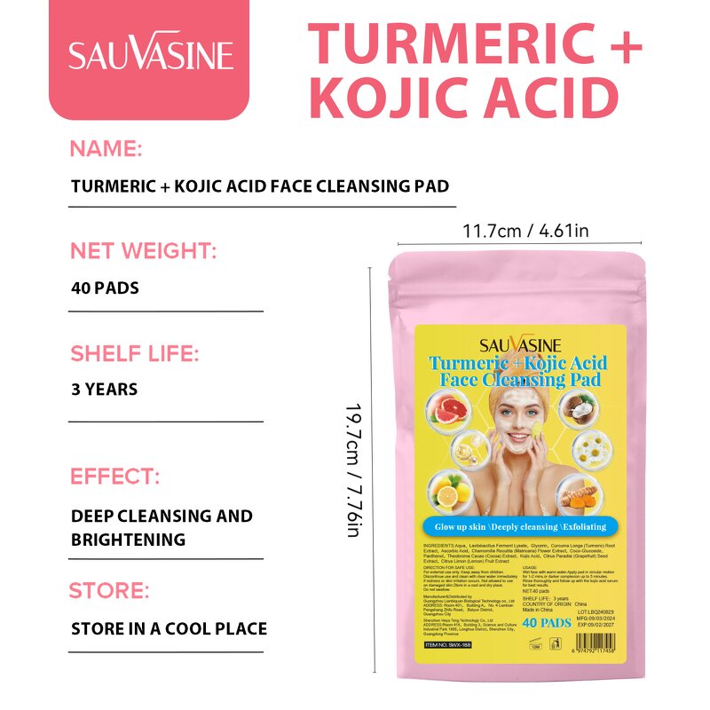 Cleansing Pads Manufacturer - Customized Private Label Facial Care Kojic Acid and Turmeric for Face Dark Spots