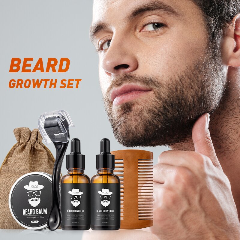 Beard Kit Manufacturer - Private Label Custom Logo Organic Beard Balm Comb Oil Growth Set