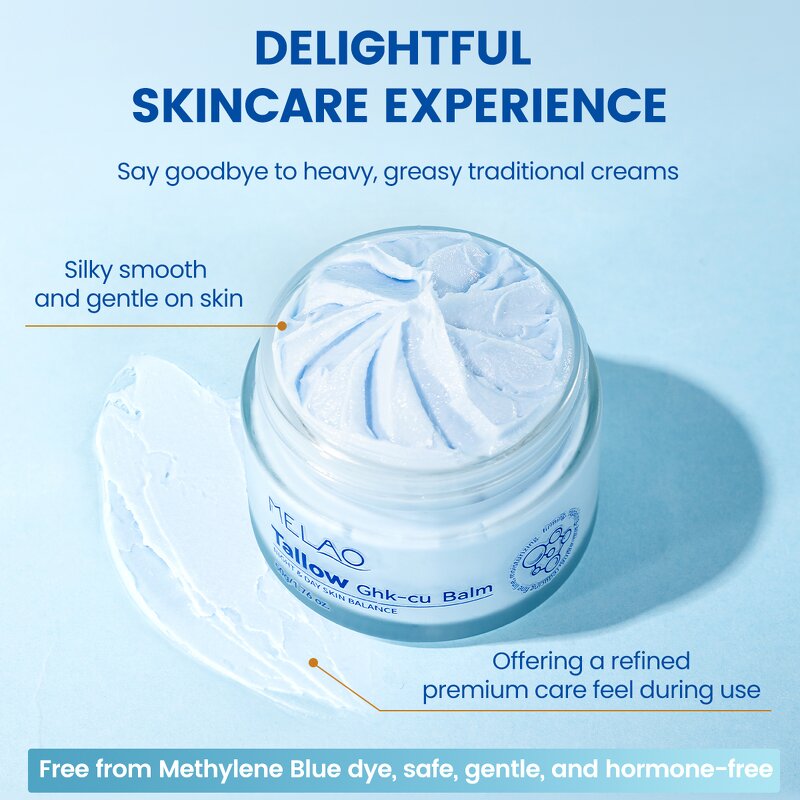 Beef Tallow Balm Manufacturer - Winter Skincare Halal Ghk-cu Copper Peptide Blue Infused Honey Balm